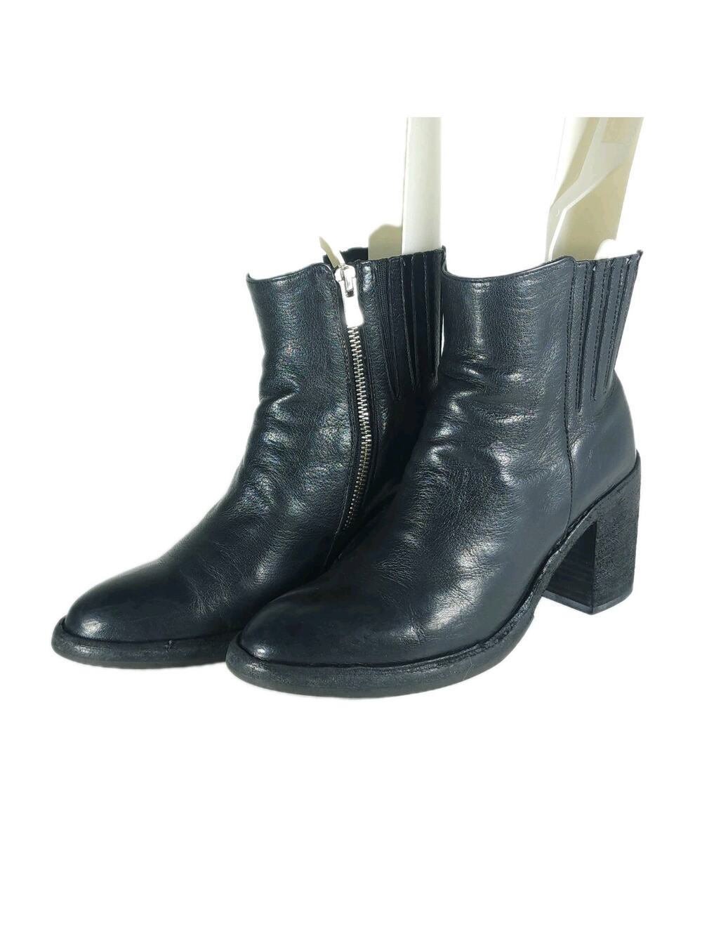 Officine Creative Italy Women's US6 EU36,5 Black Leather Side Zip Ankle Boots